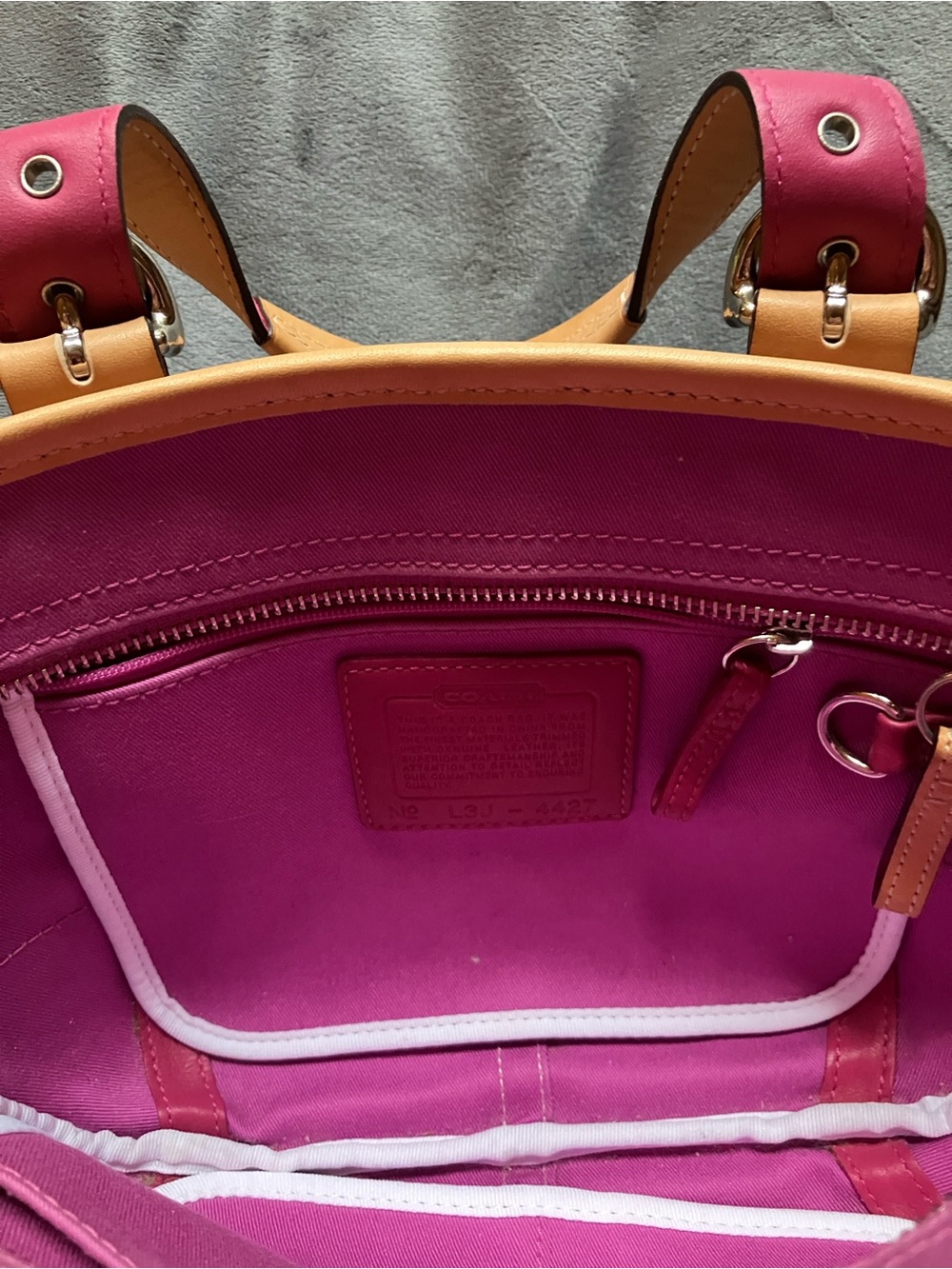 Coach Mini Pink Canvas Tote with Cream Accents - Picture 4 of 8
